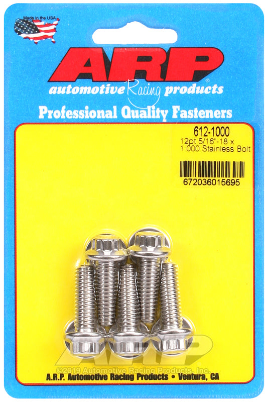 ARP Fasteners ARP612-1000 612-1000 5/16-18 X 1.000 12PT SS Bolts