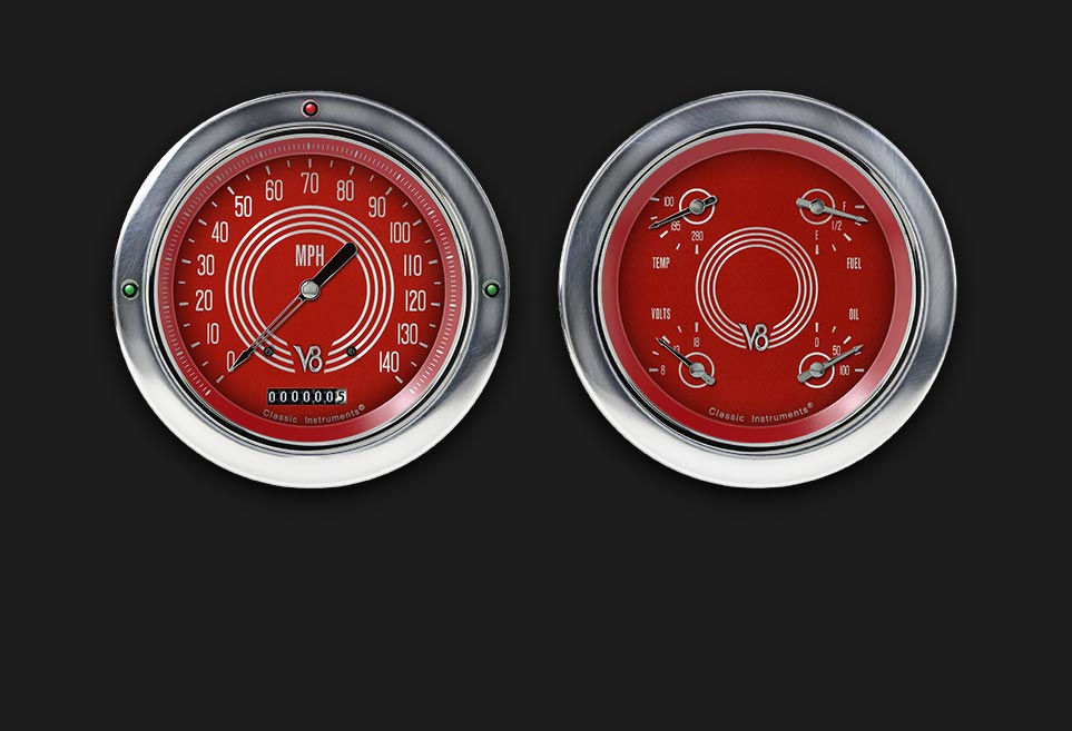 Classic Instruments CT54V8RS52 V8 Red Steelie 1954-55 Chevy Truck Gauge Package