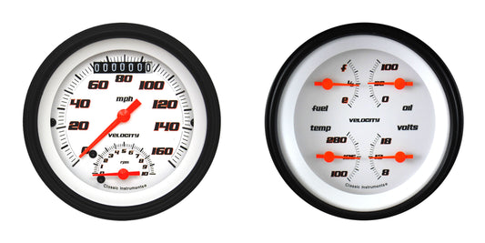 Classic Instruments VS32WBLF Velocity White w/ Black Bezel 3-3/8" Ultimate & Q