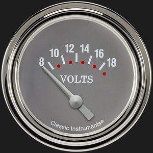 Classic Instruments SG230SLF Silver Gray 2 5/8" Volt Gauge