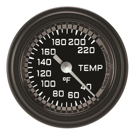 Classic Instruments AX129GBLF Autocross Gray 2 1/8" Stock Eliminator Temp. Gauge