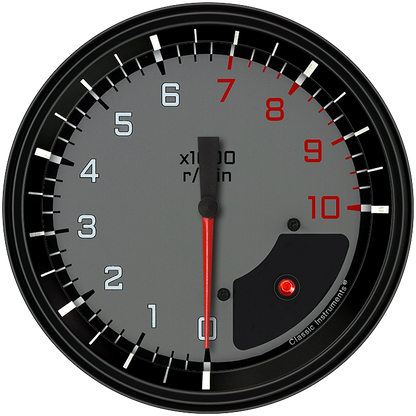 Classic Instruments AX71GBLF Autocross Grey - Tachometer 8K RPM 4-5/8"
