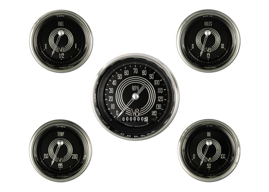 Classic Instruments V8SR00SHC V8 Speedster - 5 Gauge Set 3-3/8" Speedo, 2-1/8" F