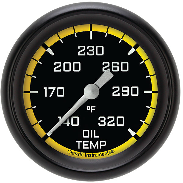 Classic Instruments AX328YBPF Autocross Yellow 2 5/8" Oil Temperature Gauge