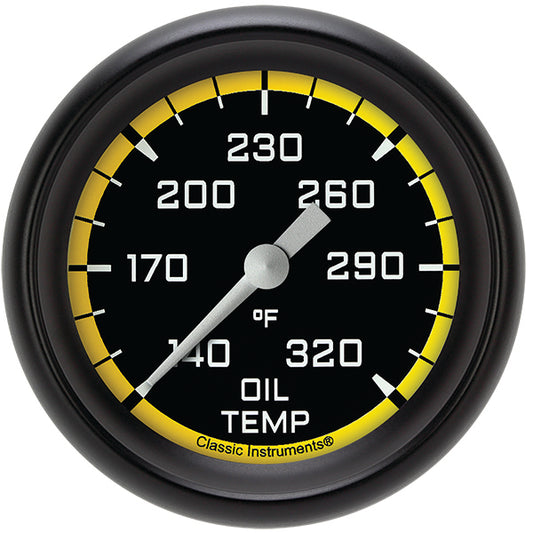 Classic Instruments AX328YBPF Autocross Yellow 2 5/8" Oil Temperature Gauge