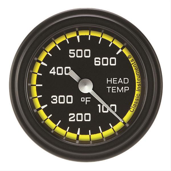 Classic Instruments AX197YBLF Autocross Yellow 2 1/8" Cylinder Head Temp. Gauge