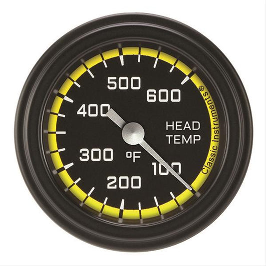 Classic Instruments AX197YBLF Autocross Yellow 2 1/8" Cylinder Head Temp. Gauge