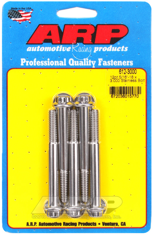 ARP 612-3000 5/16-18 X 3.000 12PT SS Bolts