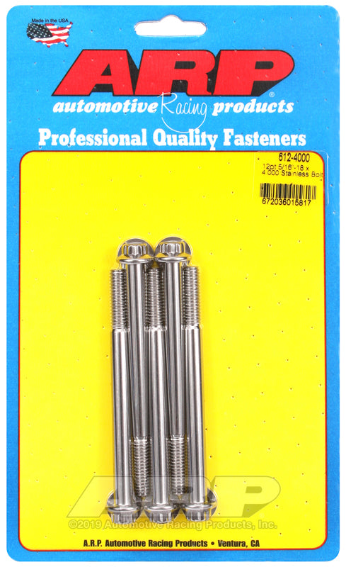 ARP Fasteners ARP612-4000 612-4000 5/16-18 X 4.000 12PT SS Bolts