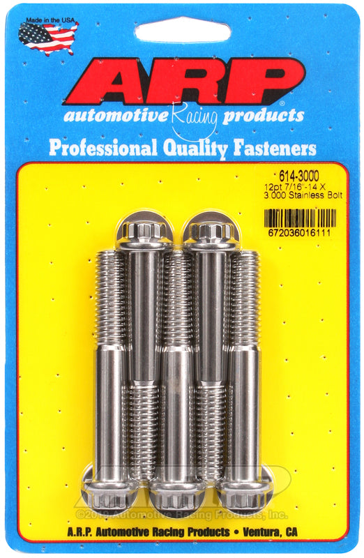 ARP Fasteners ARP614-3000 614-3000 7/16-14 X 3.000 12PT 1/2 Wrenching SS Bolts