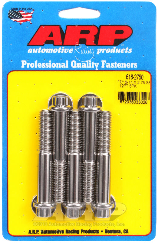 ARP Fasteners ARP616-2750 616-2750 7/16-14 X 2.750 12PT SS Bolts