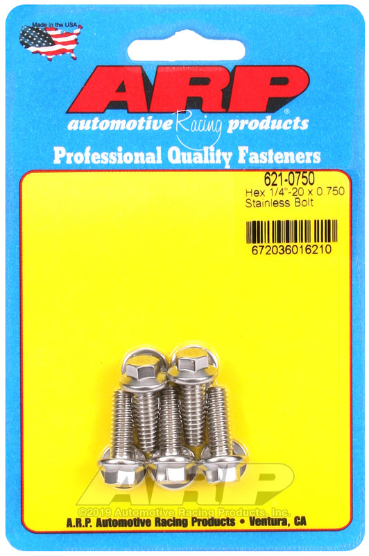 ARP 621-0750 1/4-20 X 0.750 Hex SS Bolts