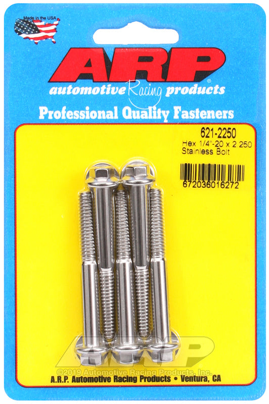 ARP 621-2250 1/4-20 X 2.250 Hex SS Bolts