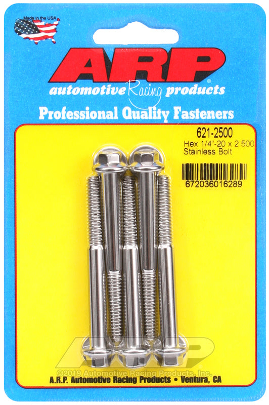 ARP 621-2500 1/4-20 X 2.500 Hex SS Bolts