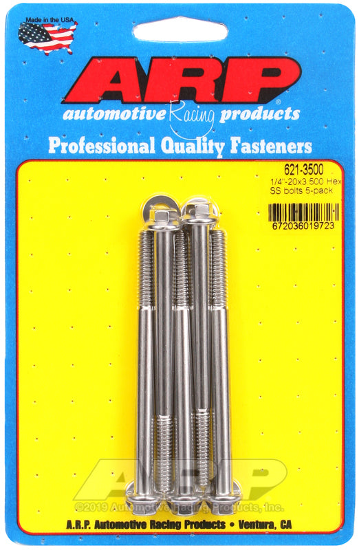 ARP 621-3500 1/4-20 X 3.500 Hex SS Bolts