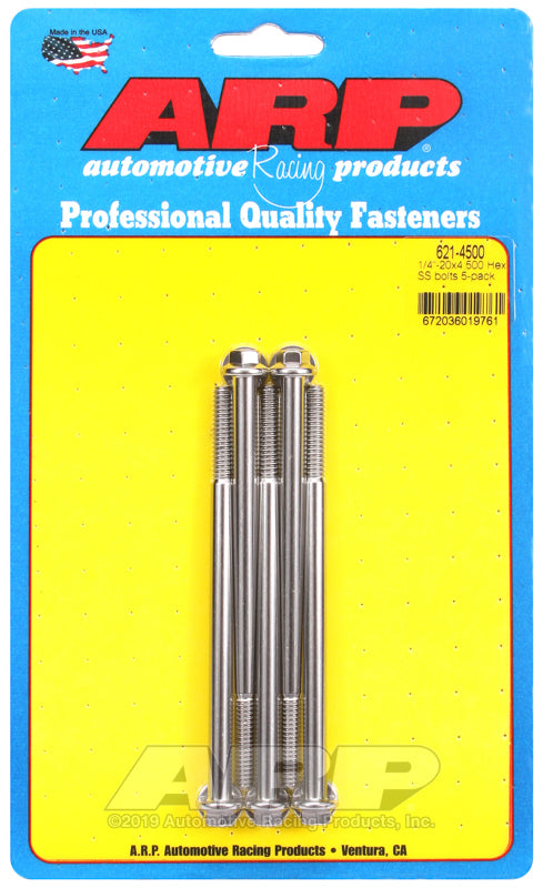 ARP 621-4500 1/4-20 X 4.500 Hex SS Bolts