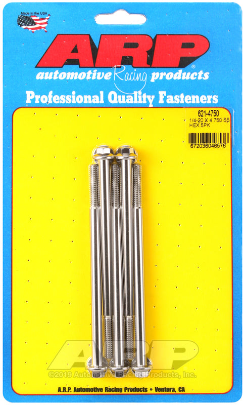 ARP 621-4750 1/4-20 X 4.750 Hex SS Bolts