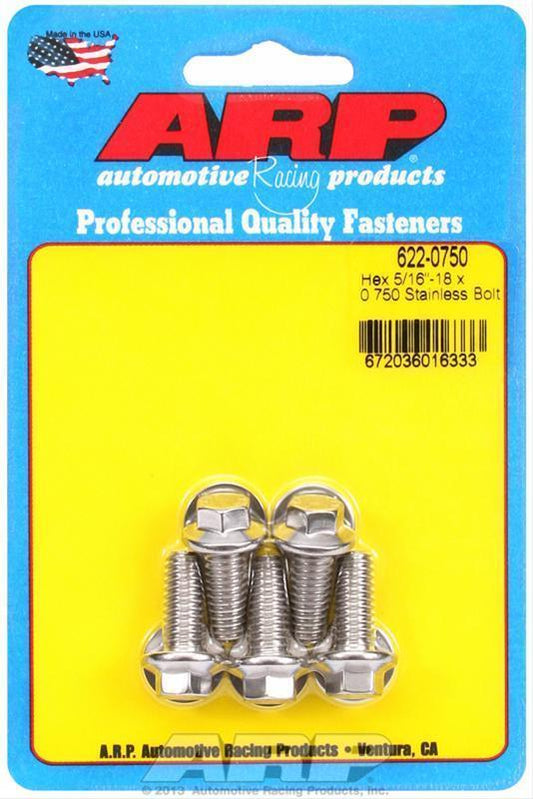 ARP Fasteners ARP622-0750 622-0750 5/16-18 X 0.750 Hex SS Bolts