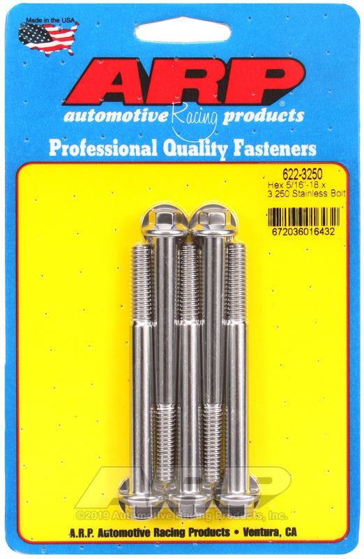 ARP 622-3250 5/16-18 X 3.250 Hex SS Bolts