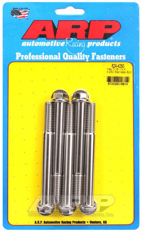 ARP 624-4250 7/16-14 X 4.250 Hex 1/2 Wrenching SS Bolts