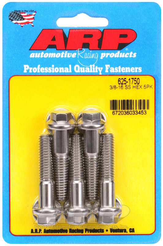 ARP 625-1750 3/8-16 X 1.750 Hex 7/16 Wrenching SS Bolts