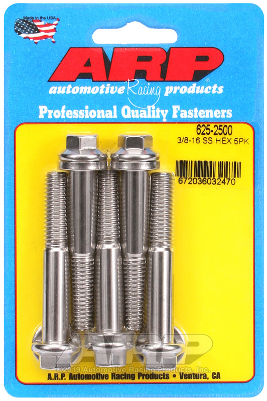 ARP 625-2500 3/8-16 X 2.500 Hex 7/16 Wrenching SS Bolts