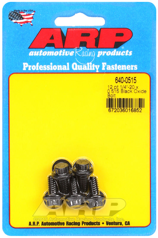 ARP 640-0515 1/4-20 X 0.515 12PT Black Oxide Bolts