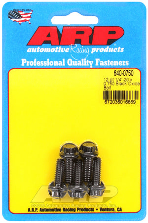 ARP 640-0750 1/4-20 X 0.750 12PT Black Oxide Bolts