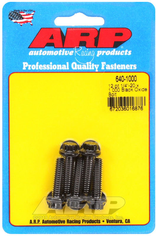 ARP 640-1000 1/4-20 X 1.000 12PT Black Oxide Bolts