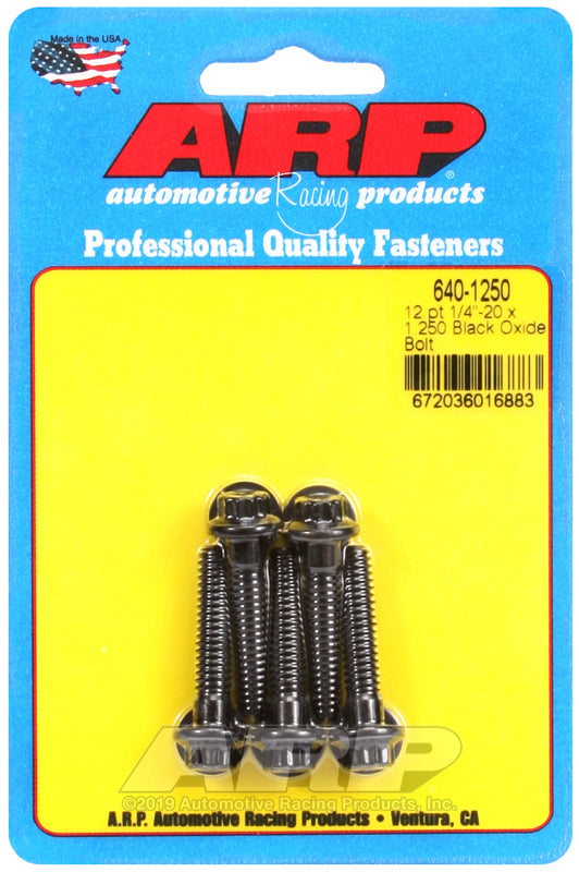 ARP 640-1250 1/4-20 X 1.250 12PT Black Oxide Bolts