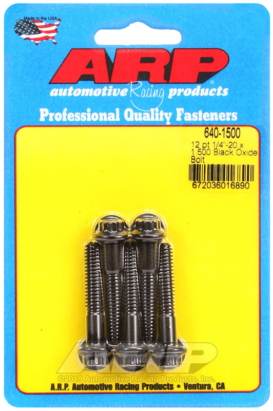 ARP 640-1500 1/4-20 X 1.500 12PT Black Oxide Bolts