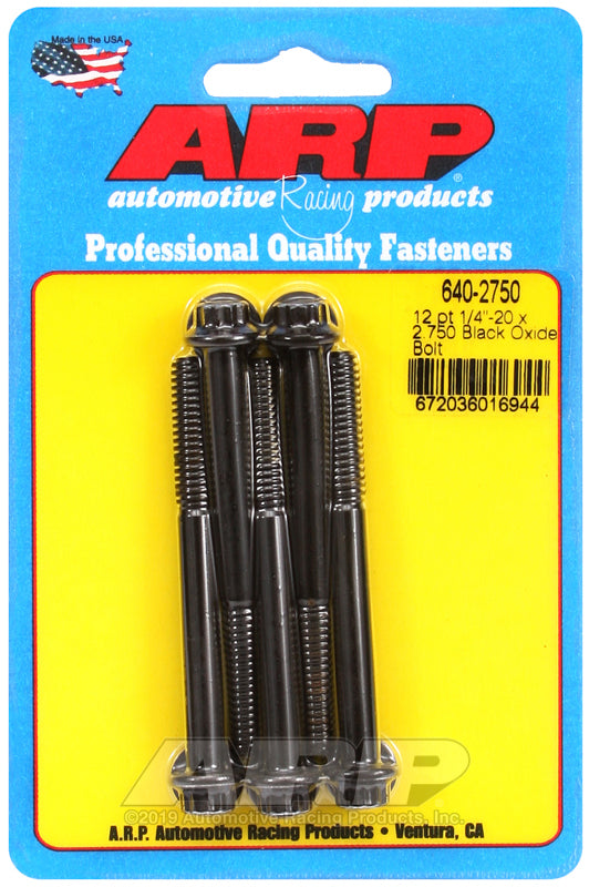 ARP 640-2750 1/4-20 X 2.750 12PT Black Oxide Bolts