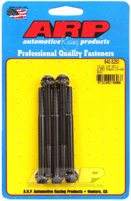 ARP 640-3250 1/4-20 X 3.250 12PT Black Oxide Bolts