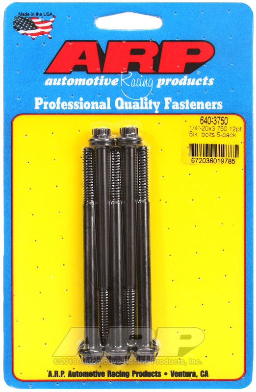 ARP 640-3750 1/4-20 X 3.750 12PT Black Oxide Bolts