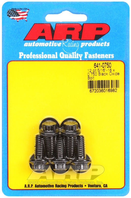 ARP Fasteners ARP641-0750 641-0750 5/16-18 X 0.750 12PT Black Oxide Bolts