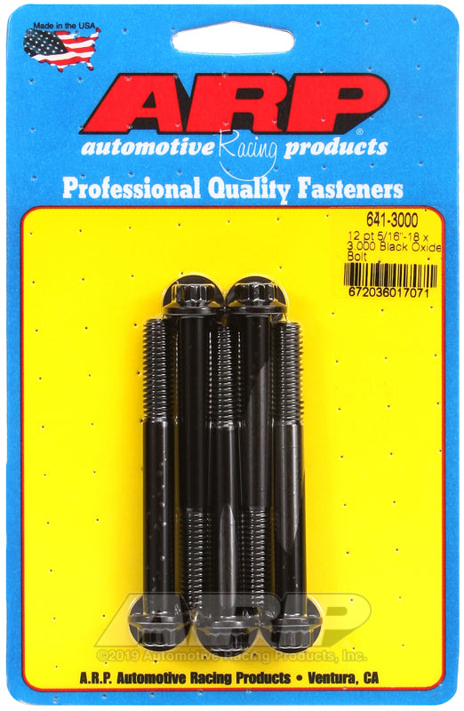 ARP Fasteners ARP641-3000 641-3000 5/16-18 X 3.000 12PT Black Oxide Bolts