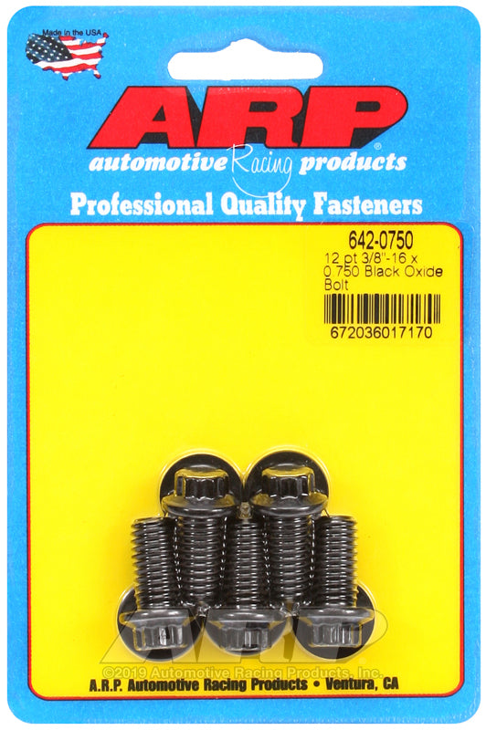 ARP Fasteners ARP642-0750 642-0750 3/8-16 X 0.750 12PT Black Oxide Bolts