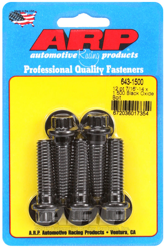 ARP 643-1500 7/16-14 X 1.500 12PT Black Oxide Bolts
