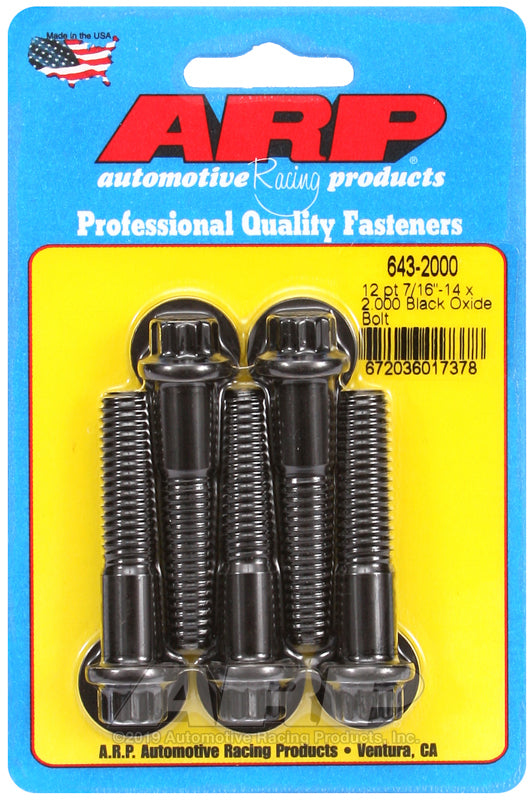 ARP 643-2000 7/16-14 X 2.000 12PT Black Oxide Bolts