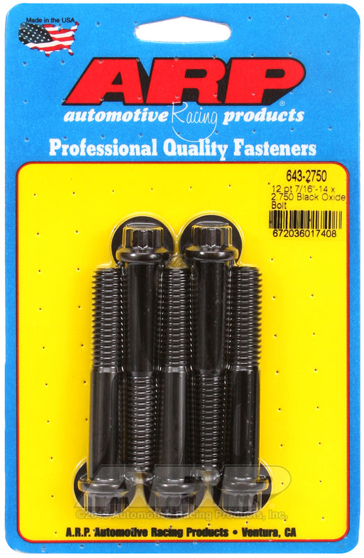 ARP 643-2750 7/16-14 X 2.750 12PT Black Oxide Bolts