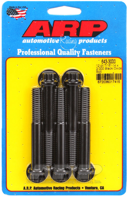 ARP 643-3000 7/16-14 X 3.000 12PT Black Oxide Bolts