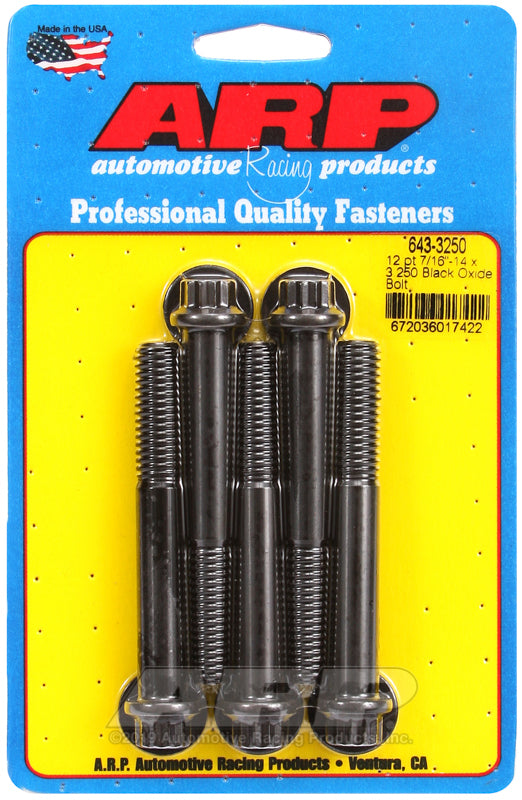 ARP 643-3250 7/16-14 X 3.250 12PT Black Oxide Bolts