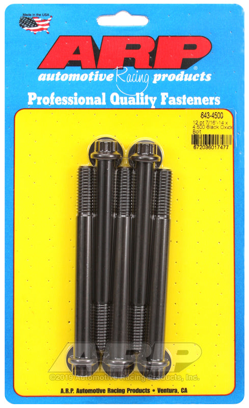 ARP 643-4500 7/16-14 X 4.500 12PT Black Oxide Bolts