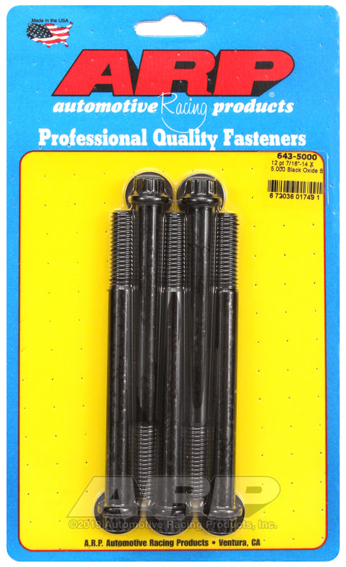 ARP 643-5000 7/16-14 X 5.000 12PT Black Oxide Bolts