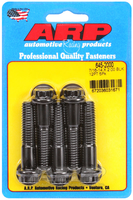 ARP 645-2000 7/16-14 X 2.000 12PT 1/2 Wrenching Black Oxide Bolts