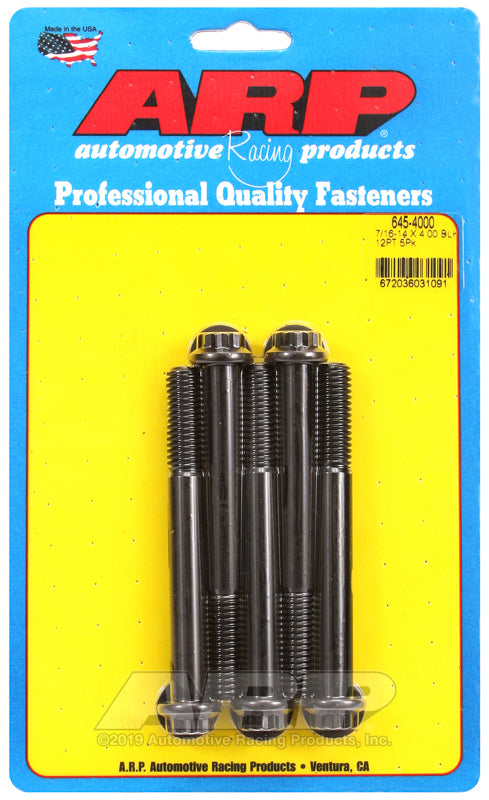 ARP Fasteners ARP645-4000 645-4000 7/16-14 X 4.000 12PT 1/2 Wrenching Black Oxide Bolts