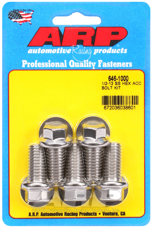 ARP 646-1000 1/2-13 X 1.000 Hex SS Bolts