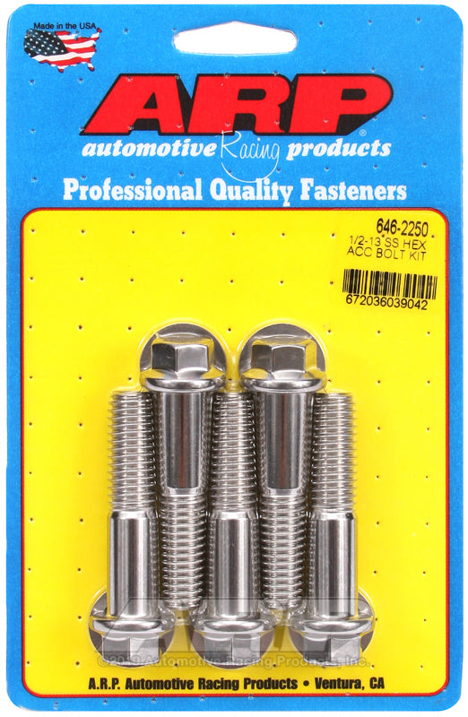 ARP 646-2250 1/2-13 X 2.250 Hex SS Bolts