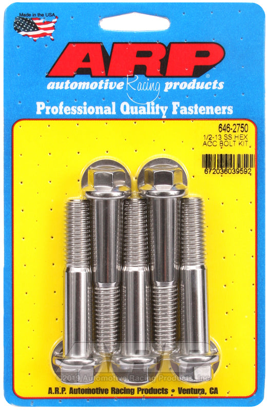 ARP 646-2750 1/2-13 X 2.750 Hex SS Bolts