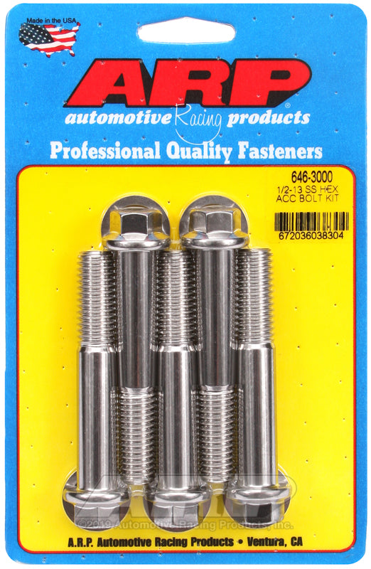 ARP 646-3000 1/2-13 X 3.000 Hex SS Bolts